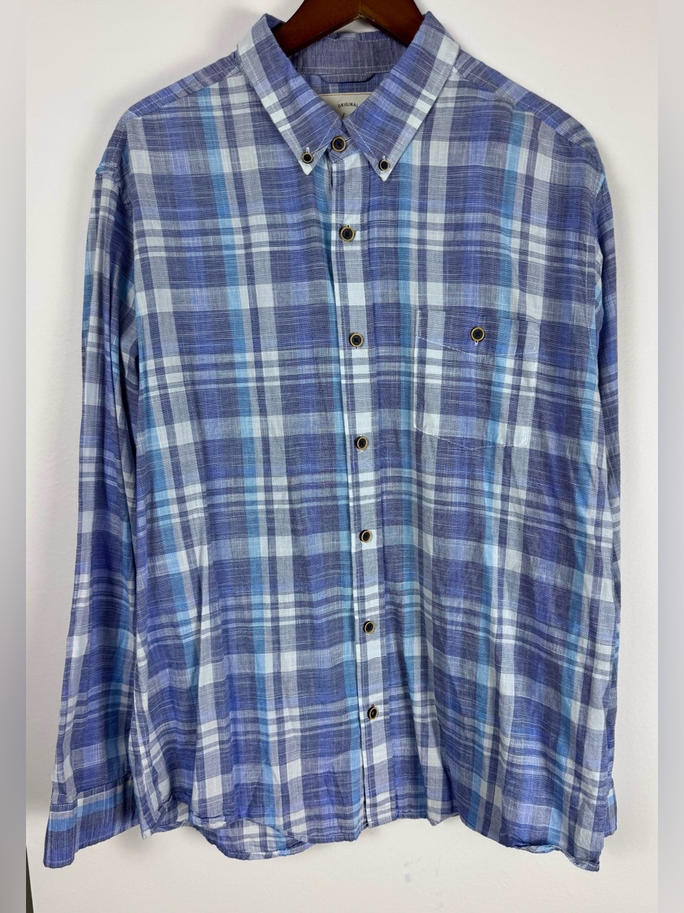 Weatherproof Men’s XL Blue Plaid Button Down Shirt